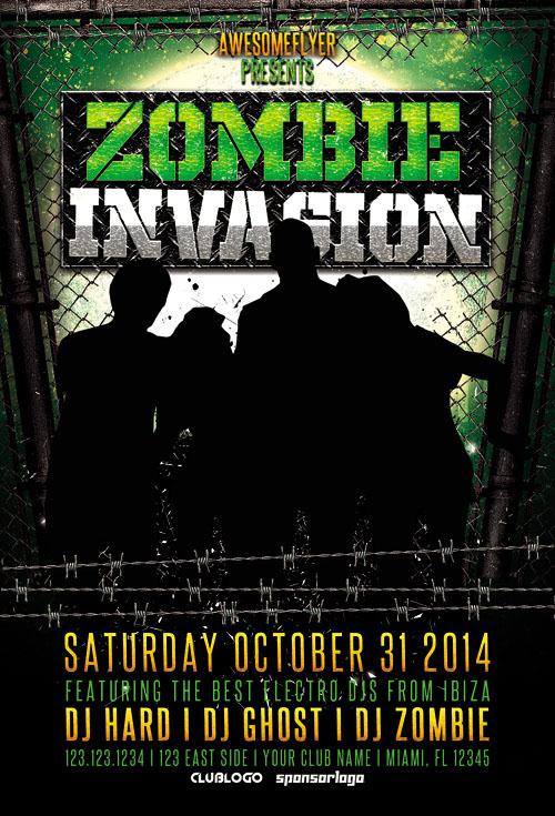 Zombie Invasion Halloween Party Flyer