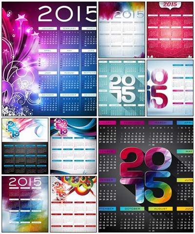 Vector Calendar 2015 illustration with abstract color design, 10 - vector stock