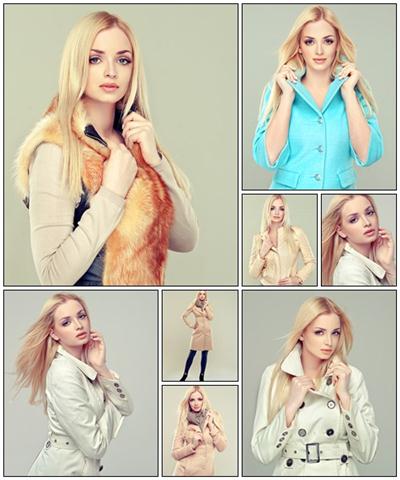 Beautiful model with long curly red hair - Stock Photo