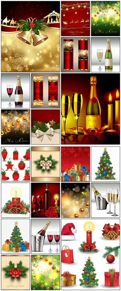 Christmas background and Champagne gold lights - vector stock