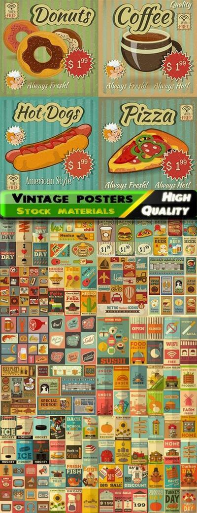 Vintage poster and elements