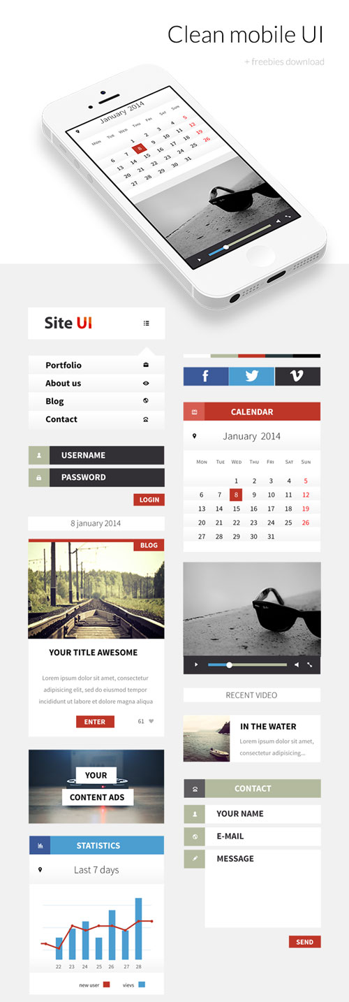 Clean Mobile User Interface UI