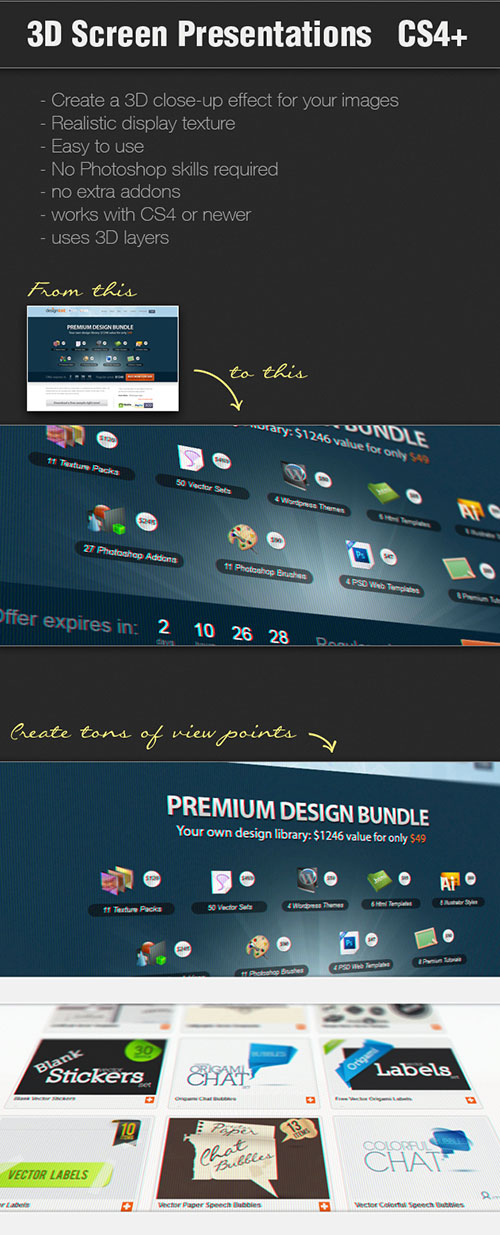 3D Screen Presentation Photoshop Actions 3D Screen Presentation Photoshop Actions