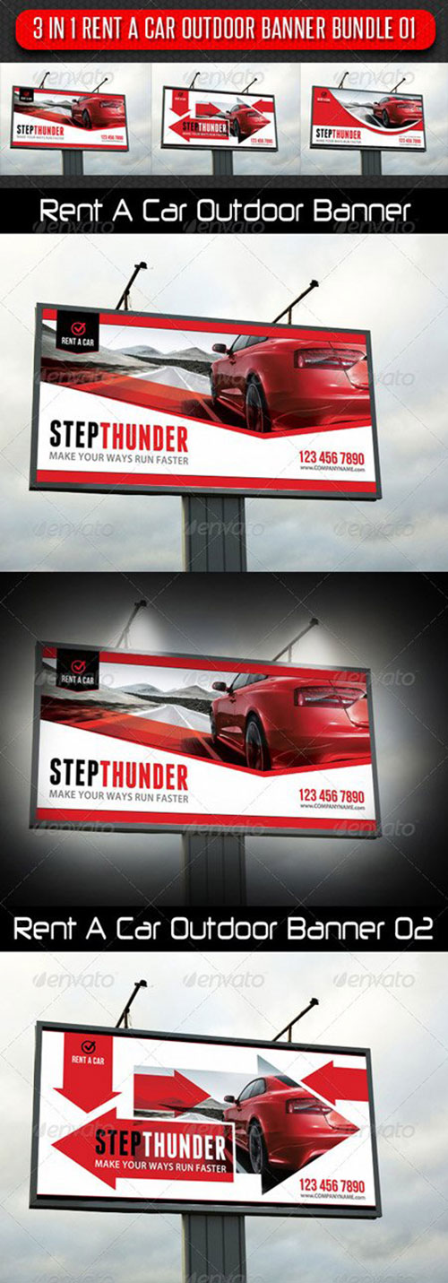3 in 1 Rent A Car Outdoor Banner Bundle 01