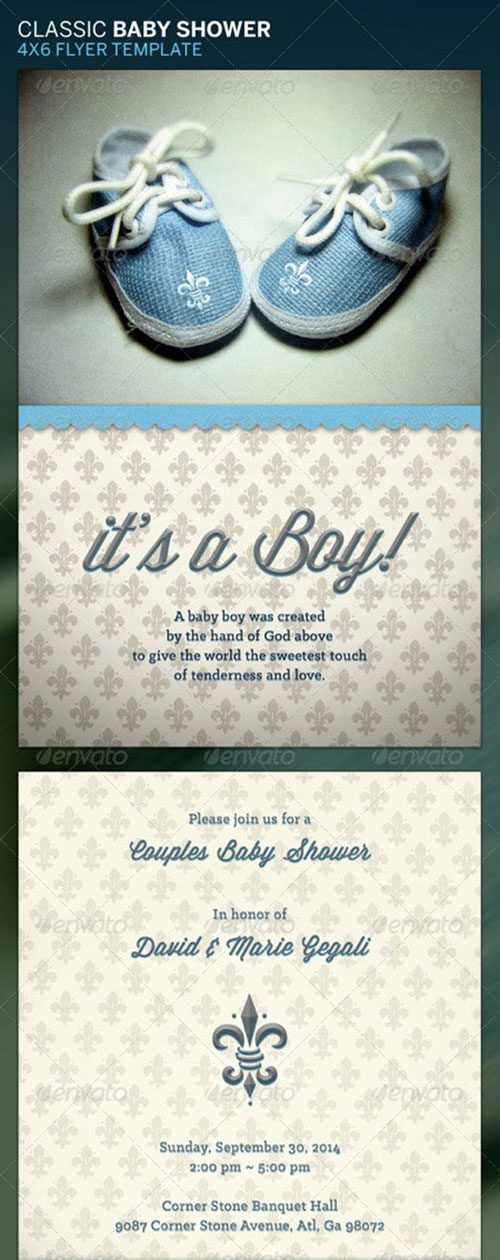 Classic Baby Shower Flyer Template