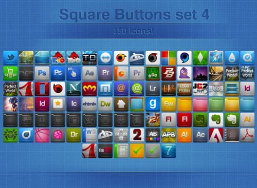Square Buttons 48 px Set 4